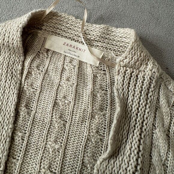 Zara Knit  Cable Knit Short Sleeve Cardigan Size L - Picture 10 of 16